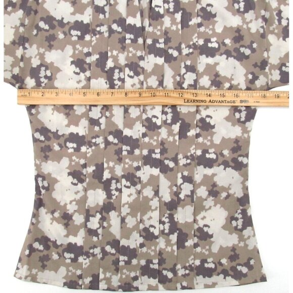 Banana Republic Petite XXS Pintuck Blouse Neutral Floral Beige Tan Career Top - Picture 8 of 12